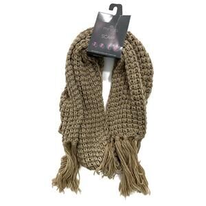 Minicci Women’s Brown Silver Metallic Acrylic Blend Knit Tassel Multi Wear Scarf